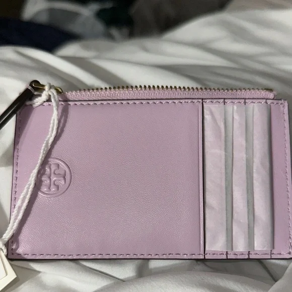 NWT Tory Burch Lilac Card Holder pebbled leather so nice